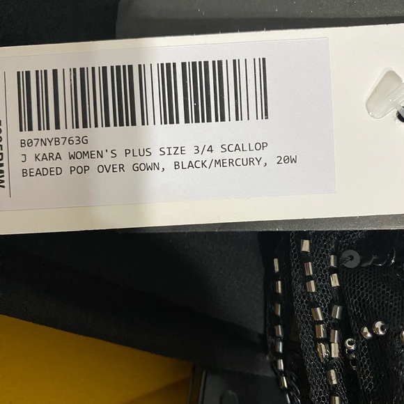 J Kara Women's Petite 3/4 Scallop Beaded Pop Over Gown Size 20W - Picture 9 of 10